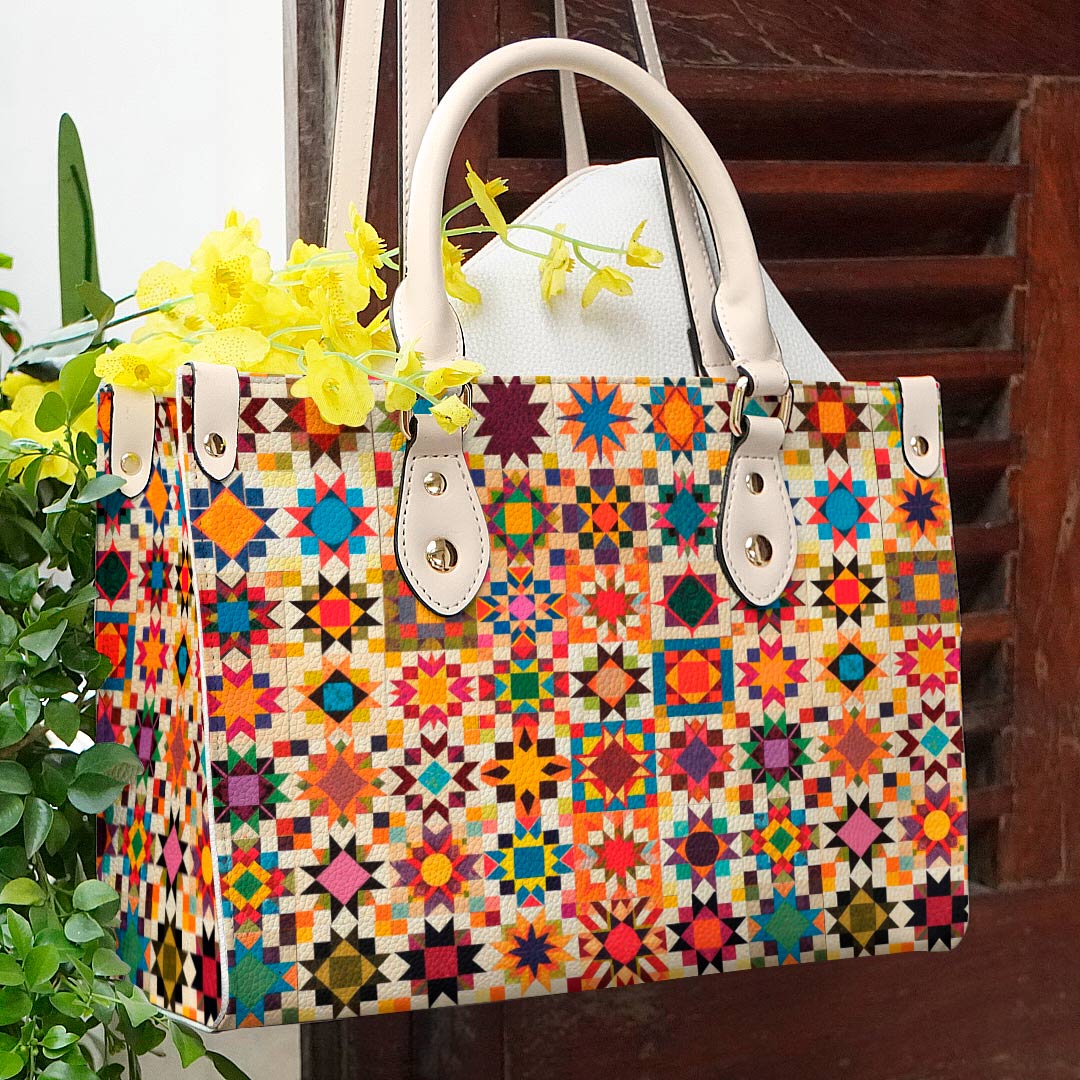  Leather Bag Quilting Leather Bag Colorful Quilt Blocks