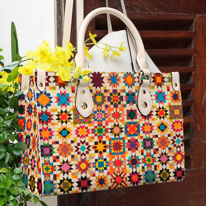  Leather Bag Quilting Leather Bag Colorful Quilt Blocks