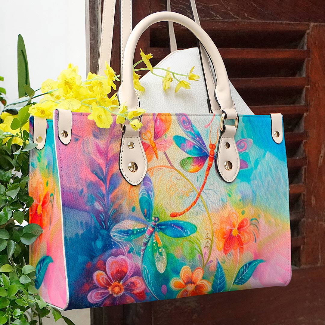  Leather Bag Colorful Dragonflies