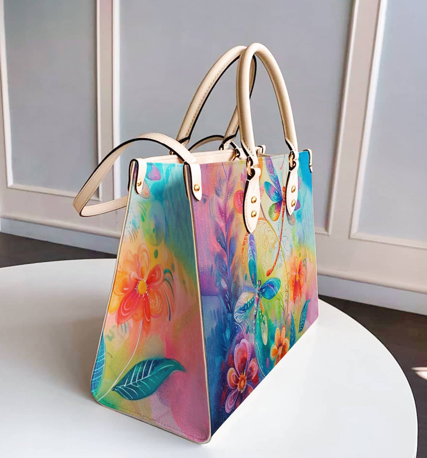 Leather Bag Colorful Dragonflies