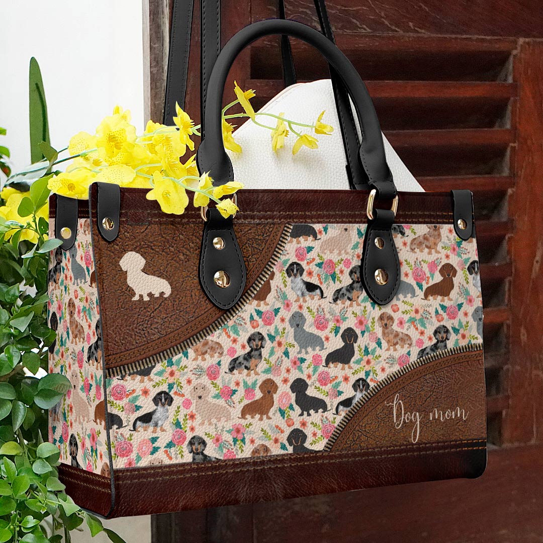  Leather Bag Dog Leather Bag Floral Dachshunds