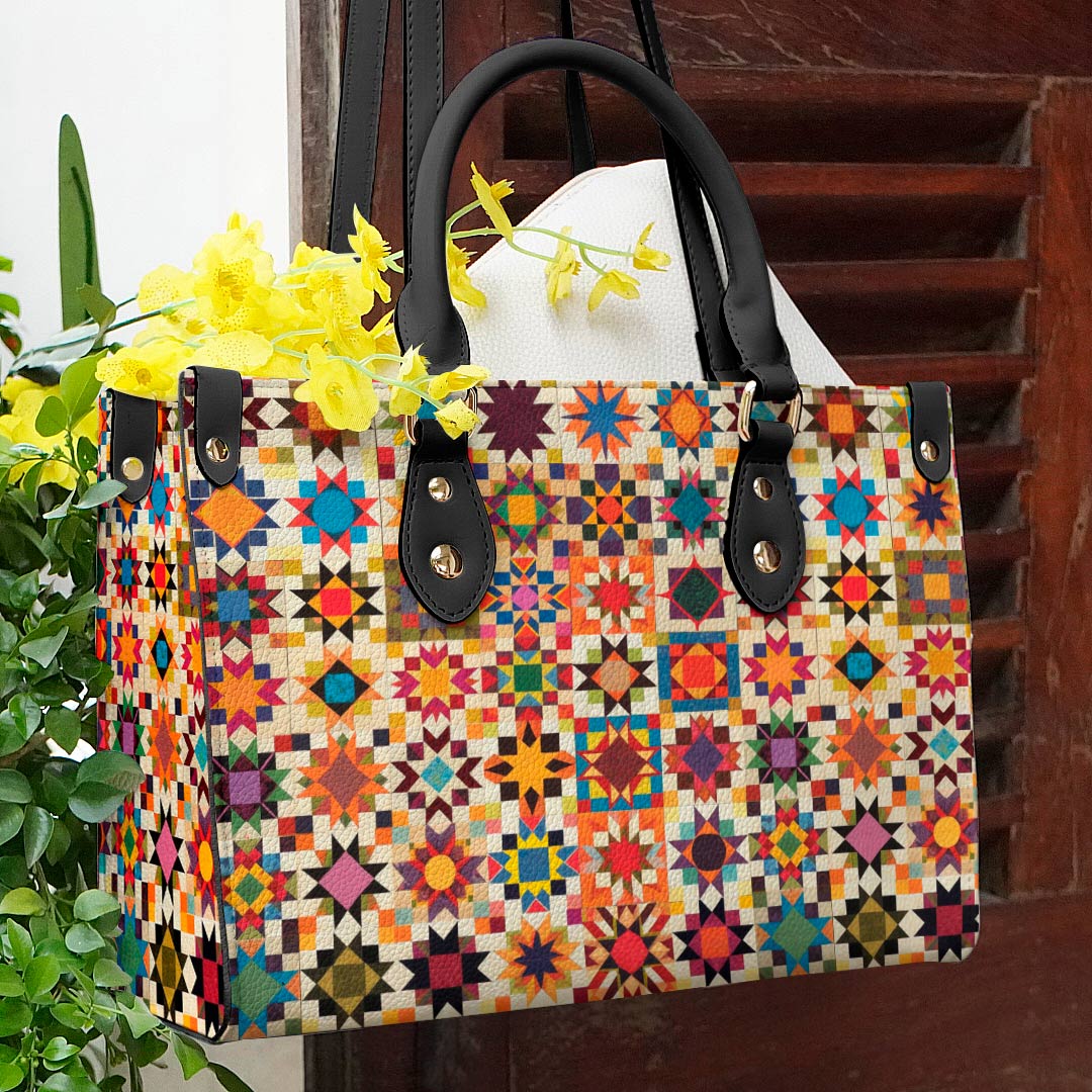  Leather Bag Quilting Leather Bag Colorful Quilt Blocks