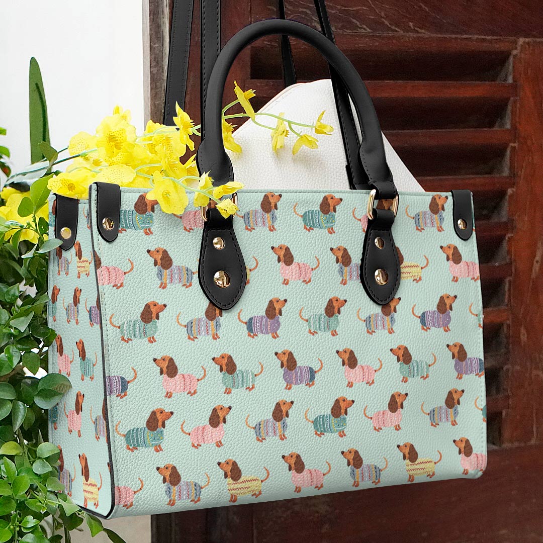  Leather Bag Dog Leather Bag Colorful Dachshunds Ver2