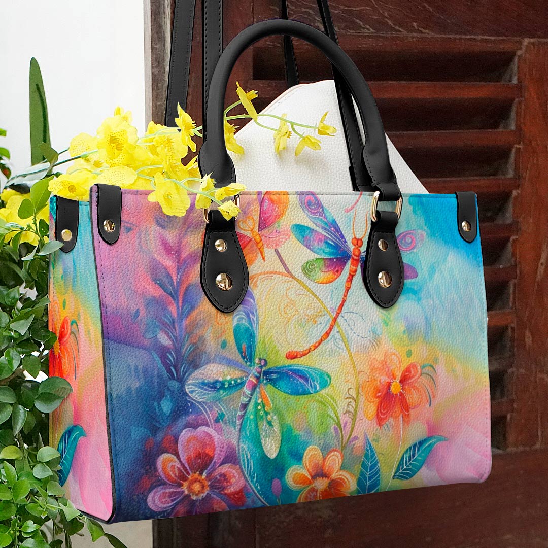  Leather Bag Colorful Dragonflies