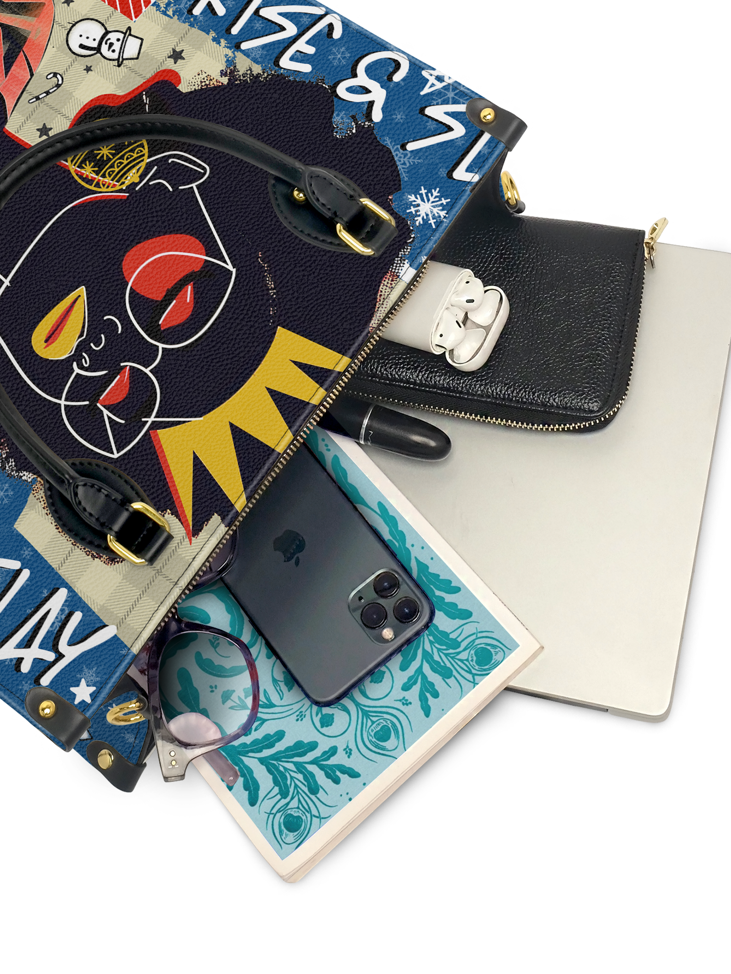 "Aina" Blueberry Snow Leather Handbag Deal