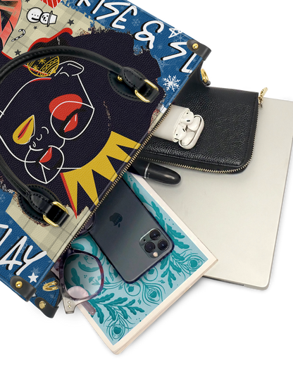 "Aina" Blueberry Snow Leather Handbag Deal