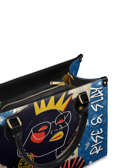 "Aina" Blueberry Snow Leather Handbag Deal