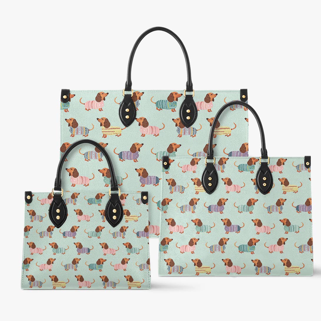  Leather Bag Dog Leather Bag Colorful Dachshunds Ver2