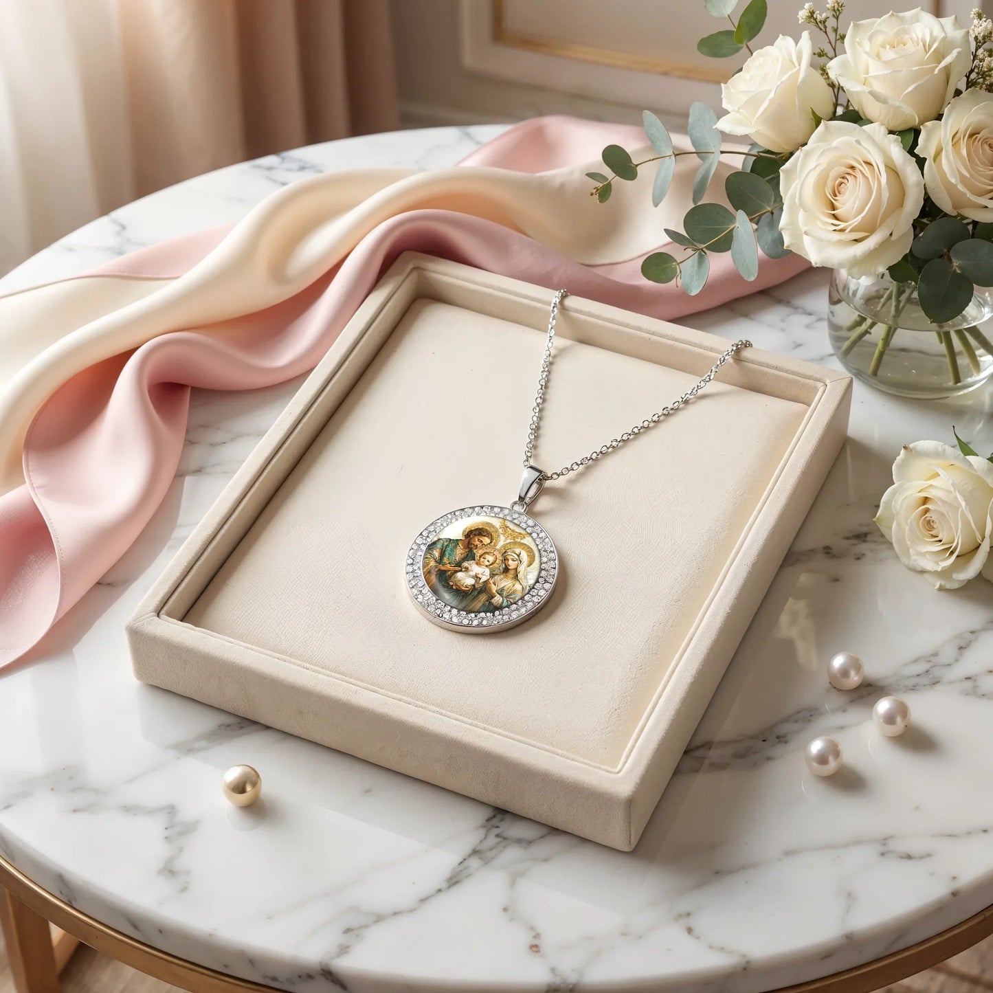  Necklace Sacred Holy Family Medallion