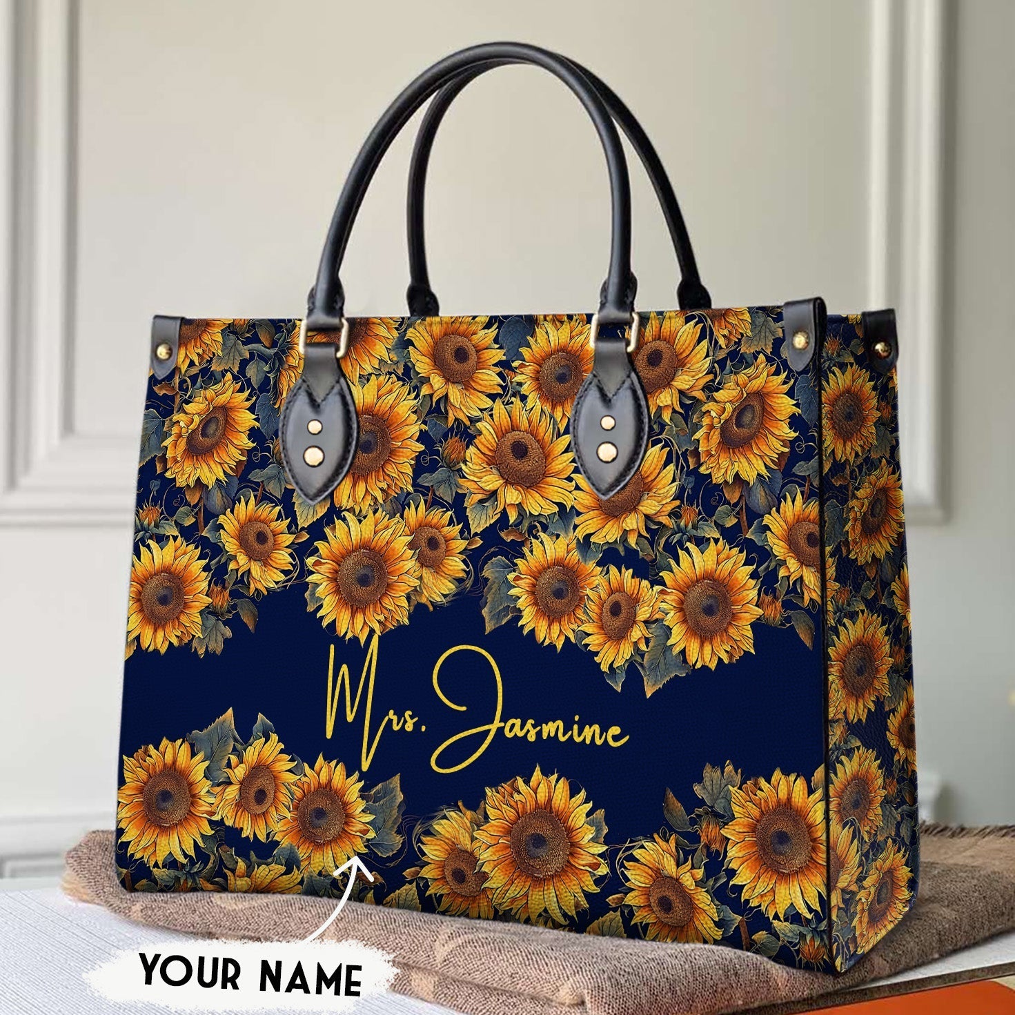  Leather Bag Sunflower Personalized Leather Bag Elegant Flowers