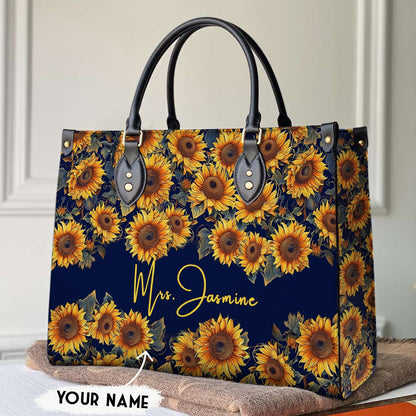  Leather Bag Sunflower Personalized Leather Bag Elegant Flowers