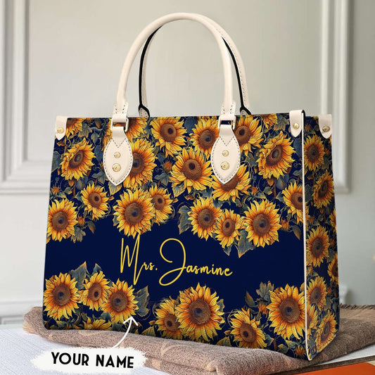  Leather Bag Sunflower Personalized Leather Bag Elegant Flowers
