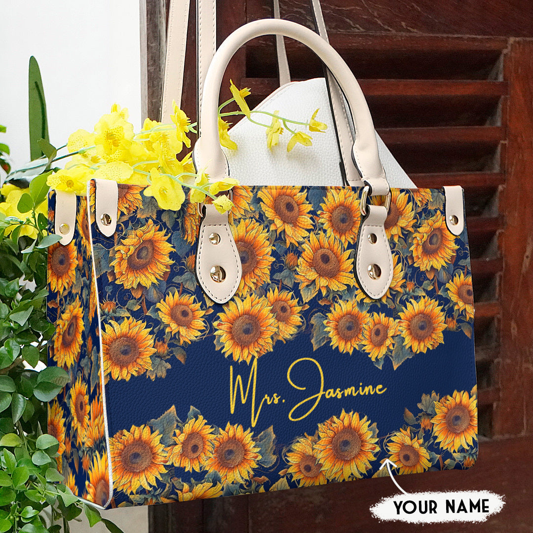 Leather Bag Sunflower Personalized Leather Bag Elegant Flowers