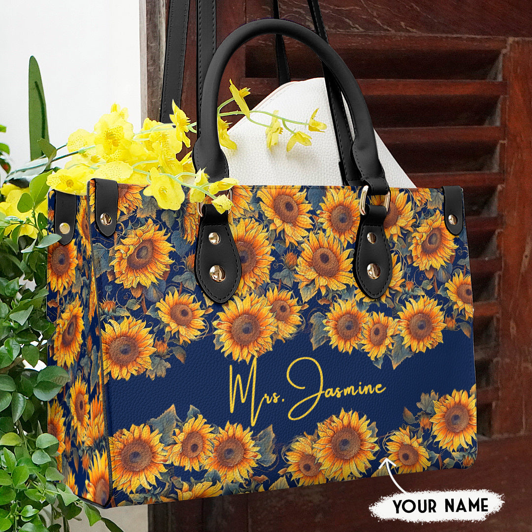  Leather Bag Sunflower Personalized Leather Bag Elegant Flowers