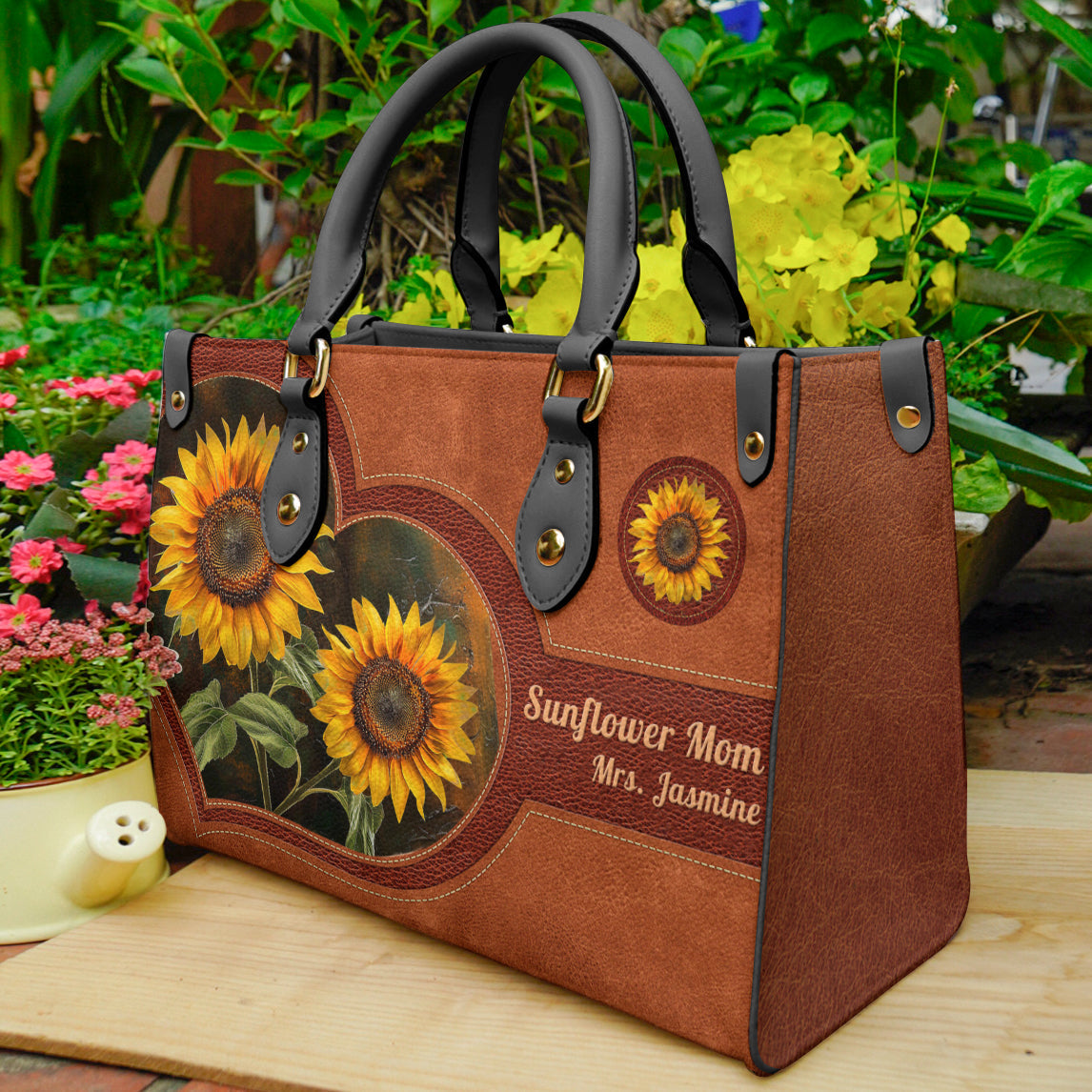  Leather Bag Personalized Sunflower Mom