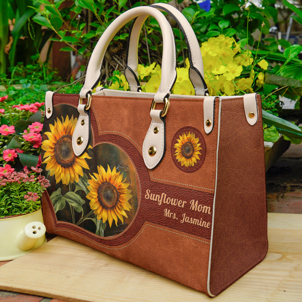  Leather Bag Personalized Sunflower Mom